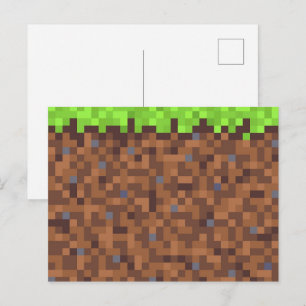 Pixel grass gamer birthday  postcard