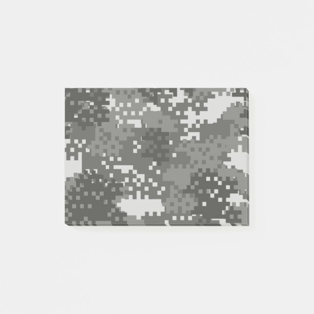 Pixel Grey & White Urban Camouflage Post-it Notes (Front)