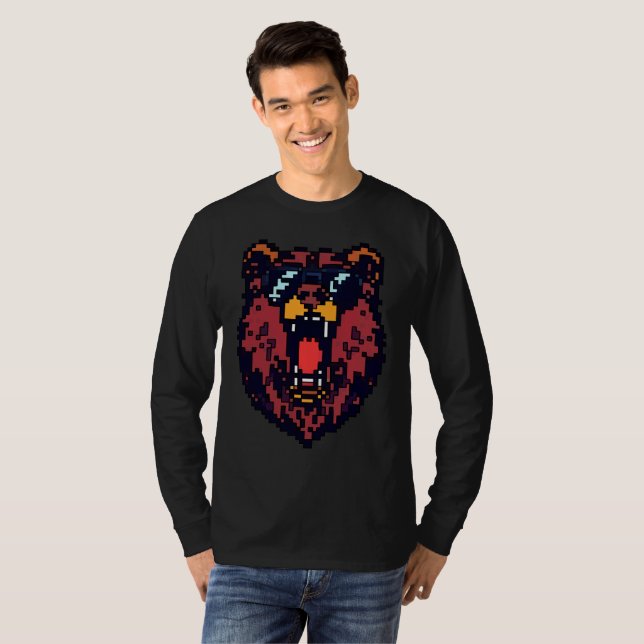 Pixel Grizzly Roar T-Shirt (Front Full)