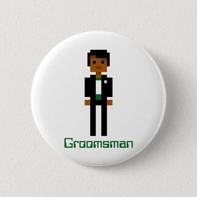 Pixel Groomsman 2 6 Cm Round Badge (Front)