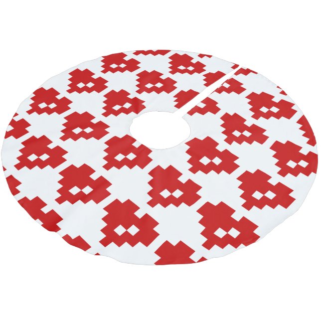 Pixel Heart 8 Bit Love Brushed Polyester Tree Skirt (Angled)