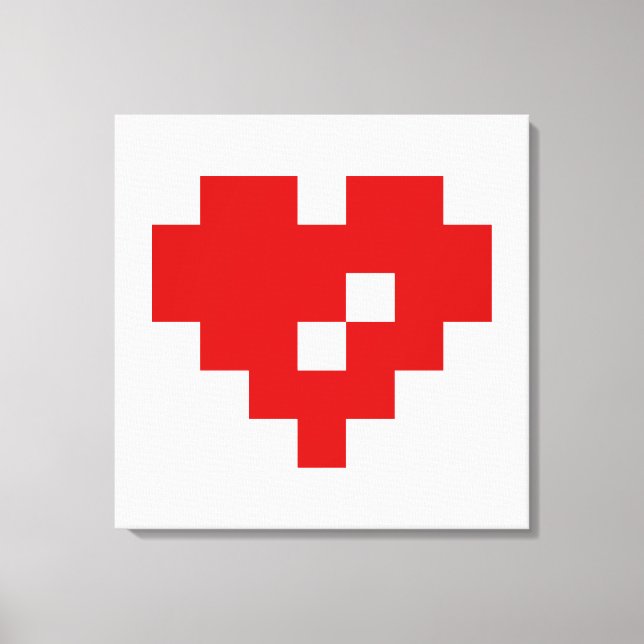 Pixel Heart 8 Bit Love Canvas Print (Front)