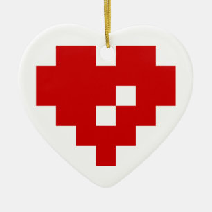 Pixel Heart 8 Bit Love Ceramic Tree Decoration