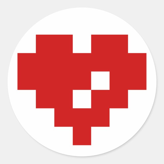 Pixel Heart 8 Bit Love Classic Round Sticker (Front)