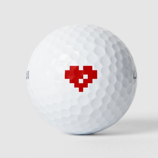 Pixel Heart 8 Bit Love Golf Balls (Front)