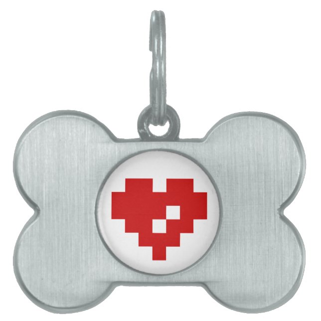 Pixel Heart 8 Bit Love Pet Tag (Front)