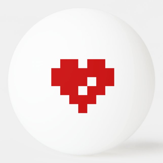 Pixel Heart 8 Bit Love Ping Pong Ball (Front)