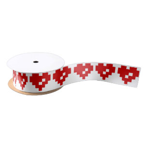 Pixel Heart 8 Bit Love Satin Ribbon