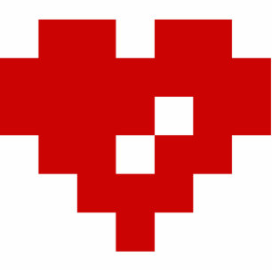Pixel Heart 8 Bit Love Standing Photo Sculpture