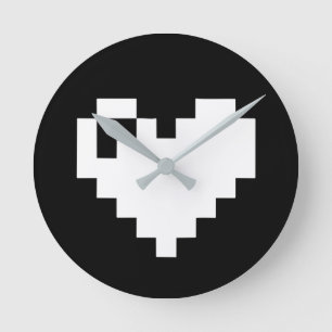Pixel Heart 8 bits Round Clock