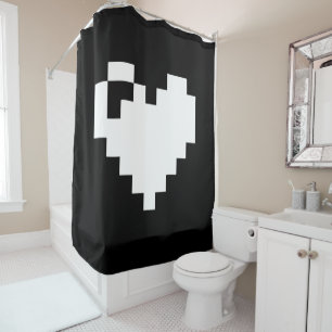 Pixel Heart 8 bits Shower Curtain