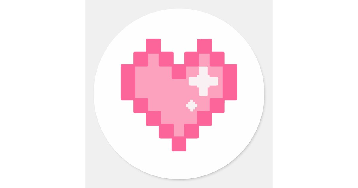 Pixel heart classic round sticker | Zazzle