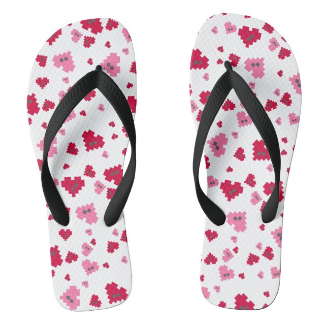 Pixel Heart Flip Flops (Footbed)