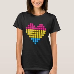 Pixel Heart Pansexual LGBT Q Gaymer Retro Pride Ga T-Shirt