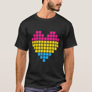 Pixel Heart Pansexual LGBT Q Gaymer Retro Pride Ga T-Shirt
