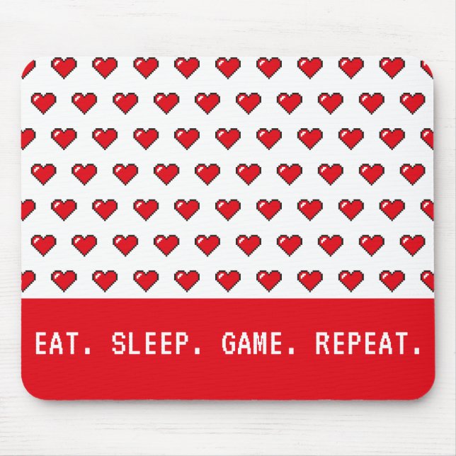 Pixel Heart Pattern Mouse Mat (Front)