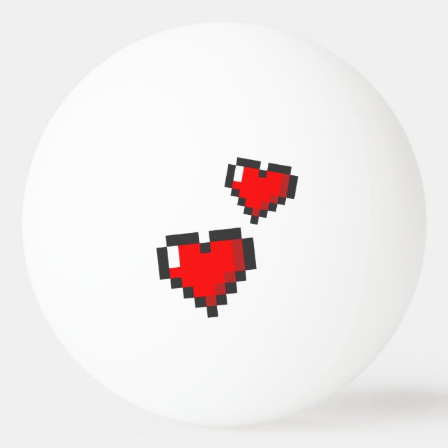 Pixel Heart Pattern Ping Pong Ball (Front)
