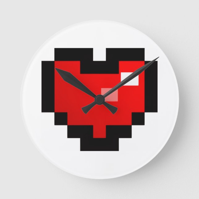 PIXEL HEART ROUND CLOCK (Front)