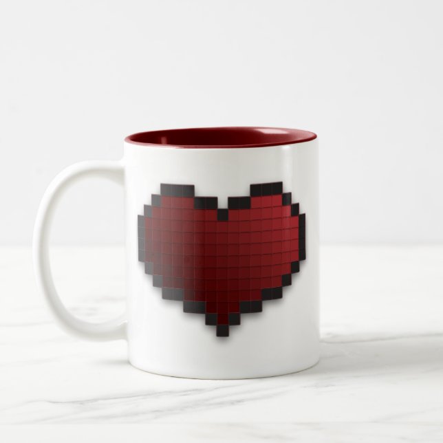 Pixel Heart Two-Tone Coffee Mug (Left)