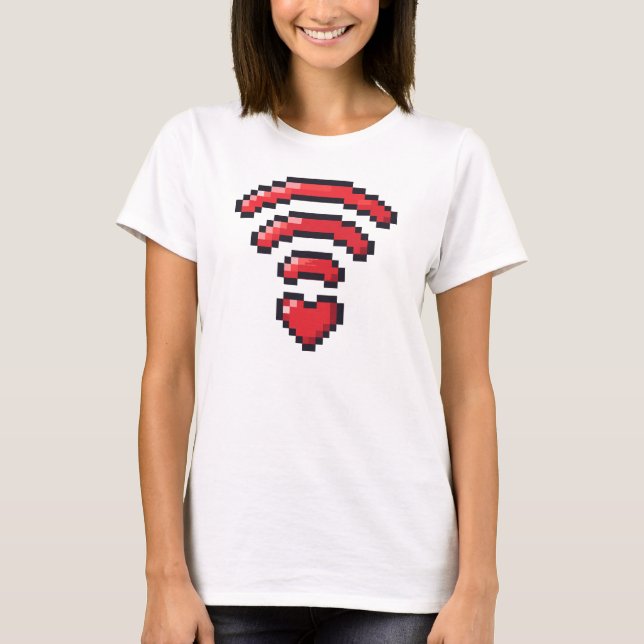 Pixel Heart WiFi Love Signal T-Shirt (Front)