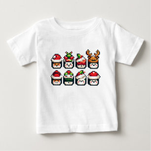 Pixel Holiday Sushi - Festive 8-Bit Art Baby T-Shirt