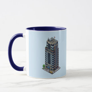 Pixel Hotel Tower Navy Blue Combo Mug