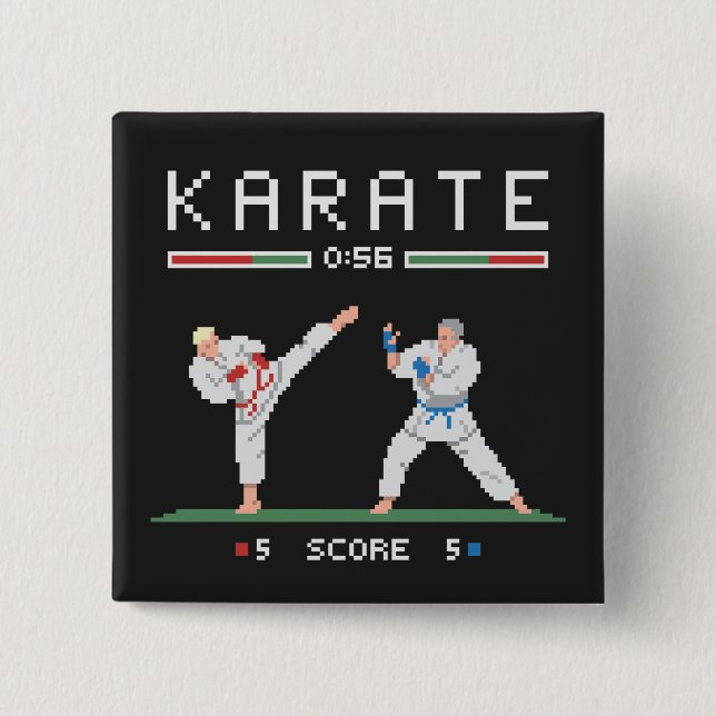 Pixel Karate Game 15 Cm Square Badge (Front)