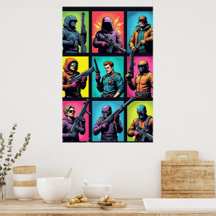 Pixel Legends Pop Art Poster – Comic Grid