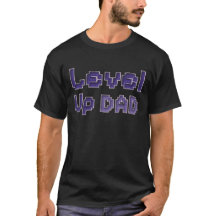 Pixel Level Up Dad Gamer T-Shirt - Purple on Black
