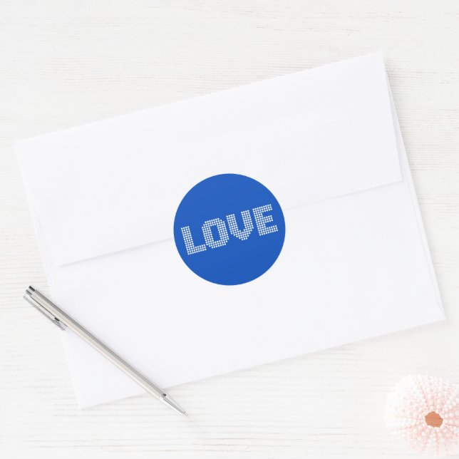 Pixel 'Love' Wedding Classic Round Sticker (Envelope)