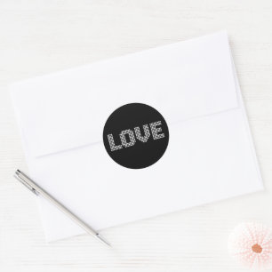 Pixel 'Love' Wedding Classic Round Sticker