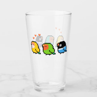 Pixel Lovebirds Glass