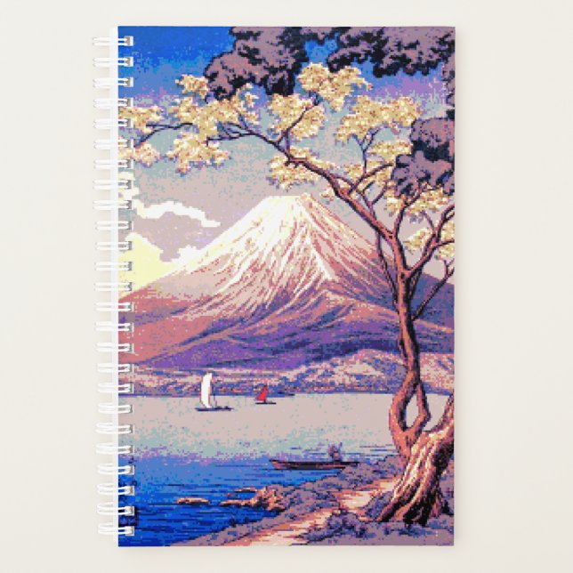 Pixel Mt. Fuji from Lake Yamanaka in Dusk Poster Planner (Front)