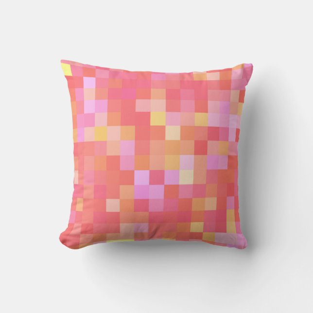 Pixel Multicolor Red/Pink/Yellow/Orange/Lavender Cushion (Front)