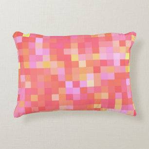 Pixel Multicolor Red/Pink/Yellow/Orange/Lavender Decorative Cushion