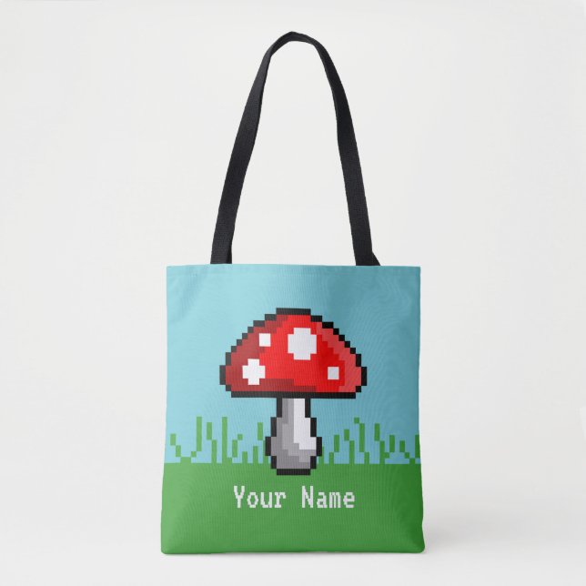 Pixel Mushroom Meadow Tote Bag (Front)