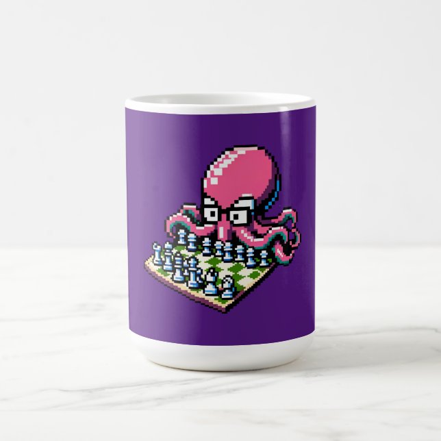 Pixel Octopus Chess Retro Strategy Board Game Art Coffee Mug (Center)