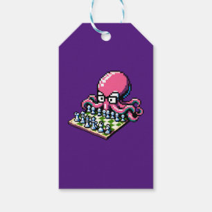 Pixel Octopus Chess Retro Strategy Board Game Art Gift Tags