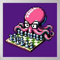 Pixel Octopus Chess Retro Strategy Board Game Art