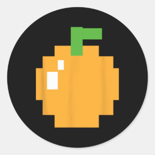 Pixel Orange 80s Retro Arcade Video Game Halloween Classic Round Sticker