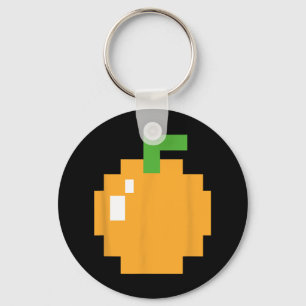 Pixel Orange 80s Retro Arcade Video Game Halloween Key Ring