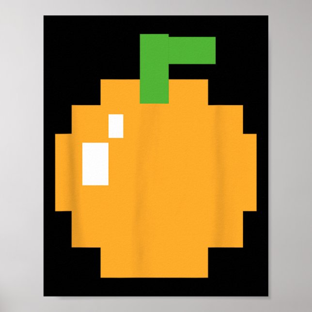 Pixel Orange 80s Retro Arcade Video Game Halloween Poster (Front)