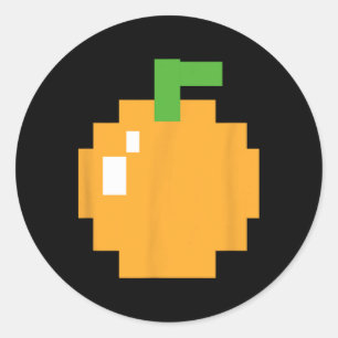 Pixel Orange 80s Video Game Costume Easy Group Hal Classic Round Sticker