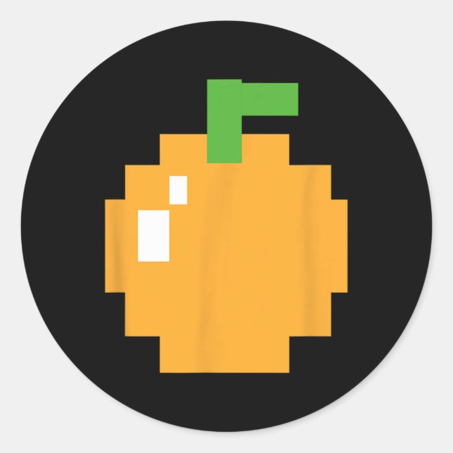 Pixel Orange 80s Video Game Costume Easy Group Hal Classic Round Sticker (Front)