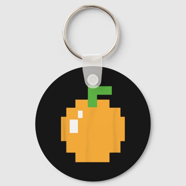 Pixel Orange 80s Video Game Costume Easy Group Hal Key Ring (Front)