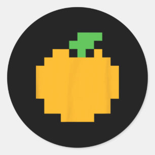Pixel Orange 80s Video Game Halloween Easy Group C Classic Round Sticker