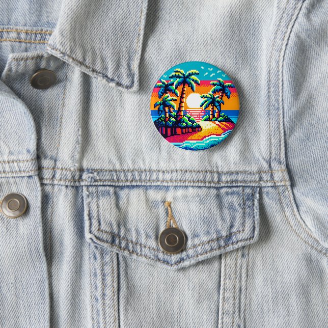 Pixel Palms: Tropical Serenity 6 Cm Round Badge (In Situ)