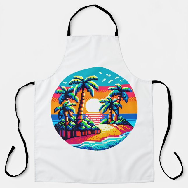 Pixel Palms: Tropical Serenity Apron (Front)