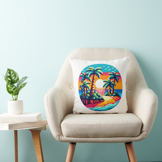 Pixel Palms: Tropical Serenity Cushion (Chair)