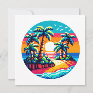 Pixel Palms: Tropical Serenity Invitation